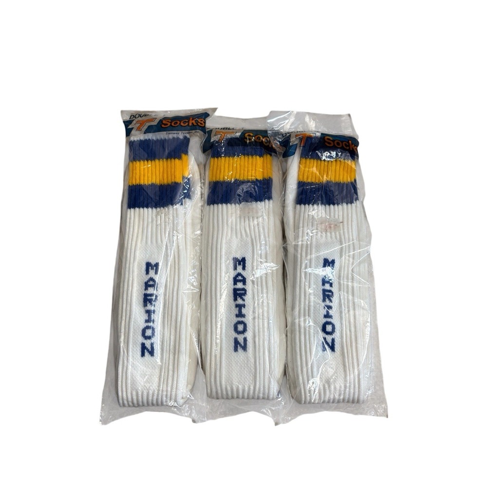 3 Pairs Vintage Tube Socks Double T Trenway Textiles 9 - 15  New Packages 80s